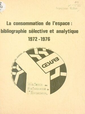 cover image of La consommation de l'espace